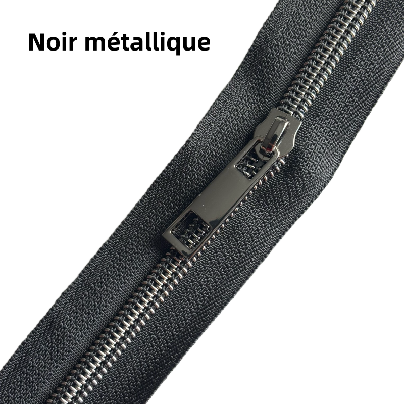 Fermeture éclair métallisée sans fin pour couture - N°5 - Comprend 3 curseurs par mètre