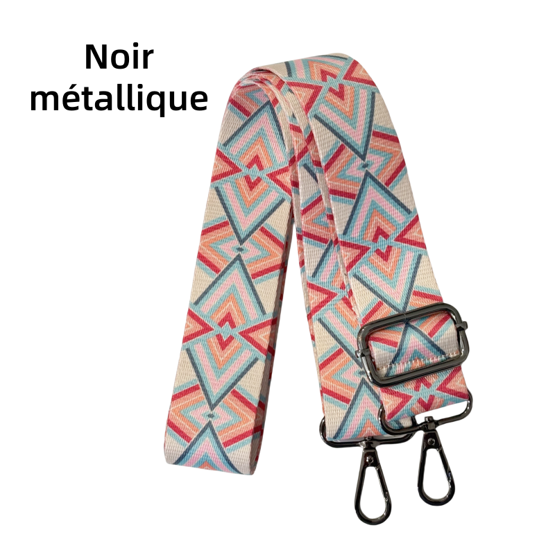 Bandoulière à motifs réglable pour sac - Rose - 38mm