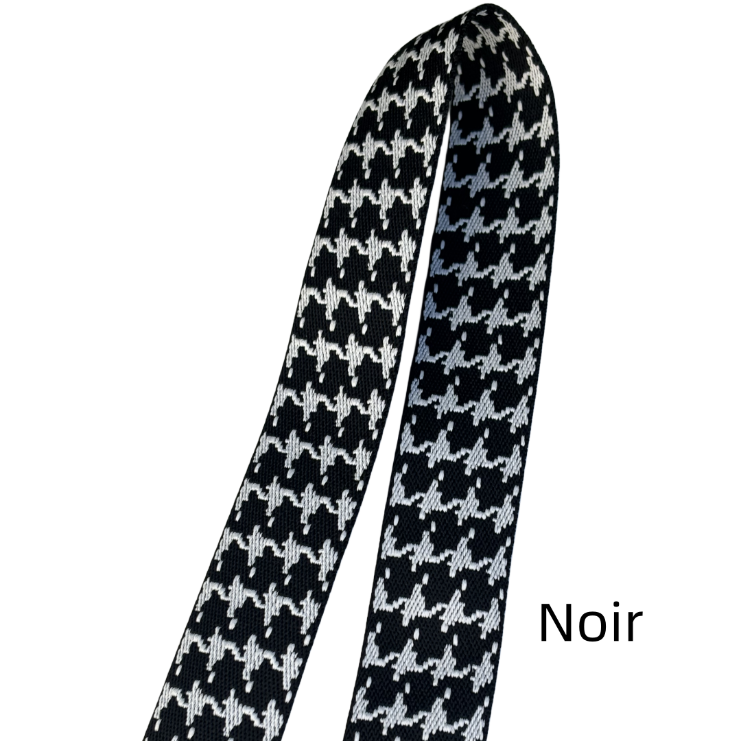 Bandoulière réglable pour sac - jacquard double fac pied de poule - 38mm