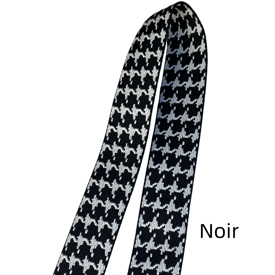 Sangle jacquard double fac pied de poule - Épaisseur 1,8mm - 38mm