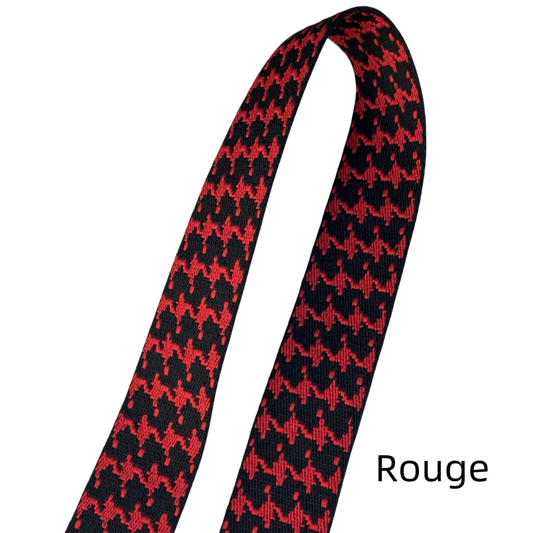 Bandoulière réglable pour sac - jacquard double fac pied de poule - 38mm