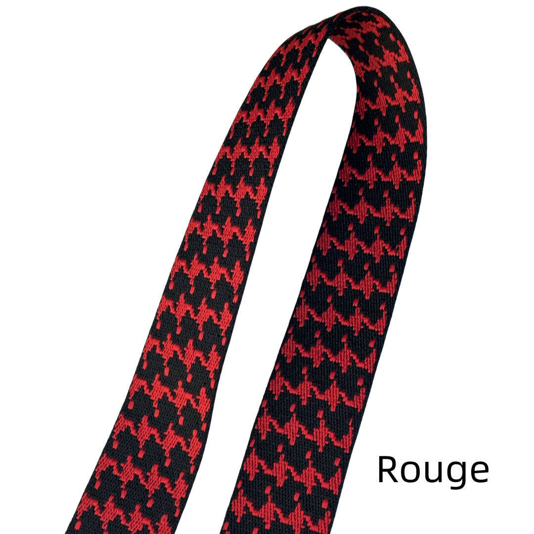 Sangle jacquard double fac pied de poule - Épaisseur 1,8mm - 38mm