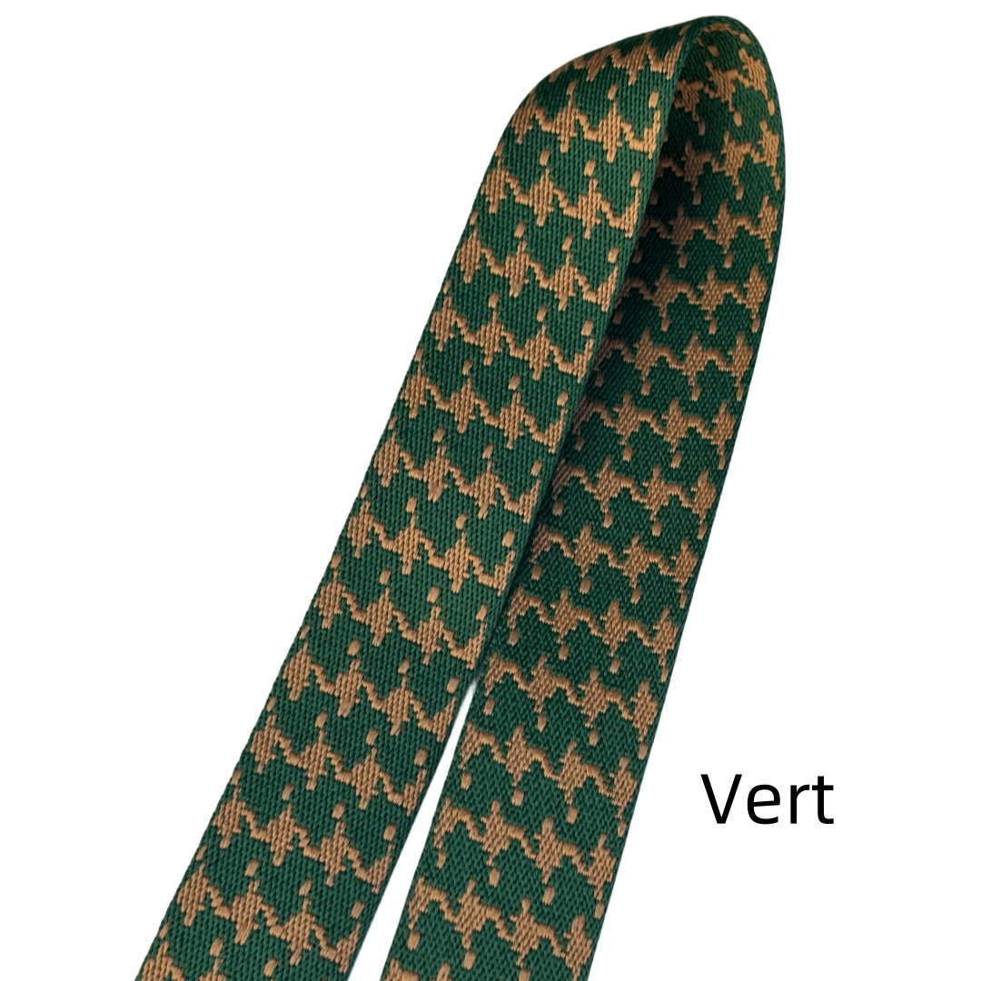 Bandoulière réglable pour sac - jacquard double fac pied de poule - 38mm